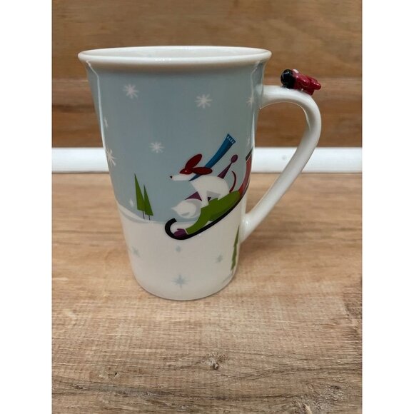 NWOT Starbucks Holiday Mug 12oz With Dog Sledding Scene & Snowflakes - Picture 2 of 7